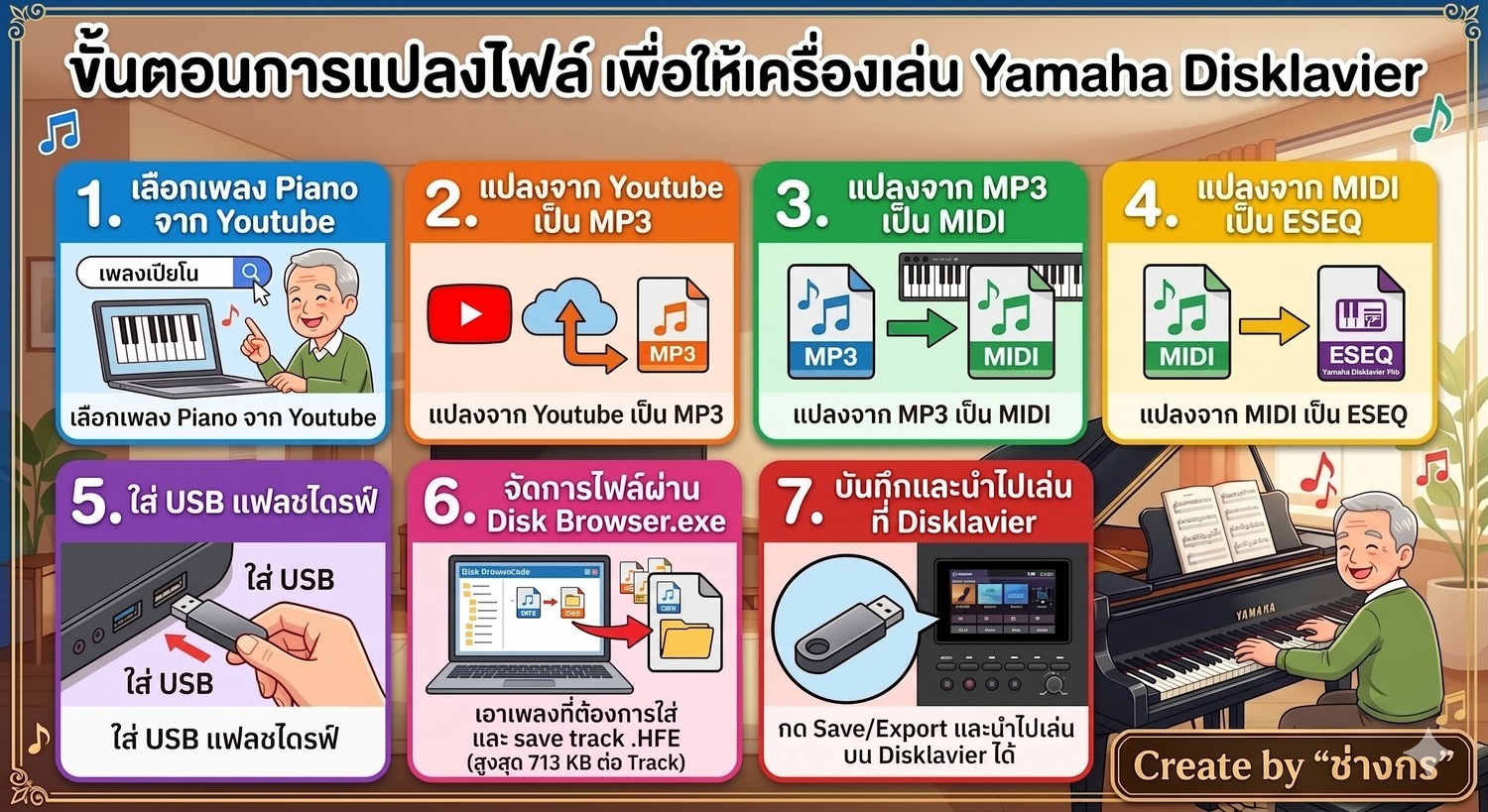 การแปลงไฟล์เพลง Piano ใน youtube เป็น Midi เพื่อเล่นบน Yamaha Disklavier